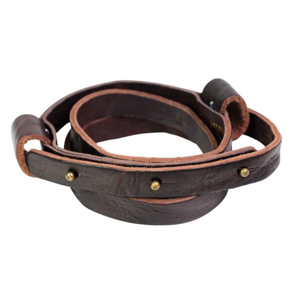 Humanoid BROWN GENUINE LEATHER 5/8"Wd SKINNY DRESS CASUAL WOMEN'S BELT Sz M (97T - Picture 1 of 11